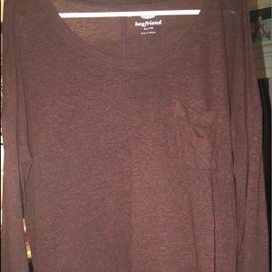 Maroon Long sleeve boyfriend Tee